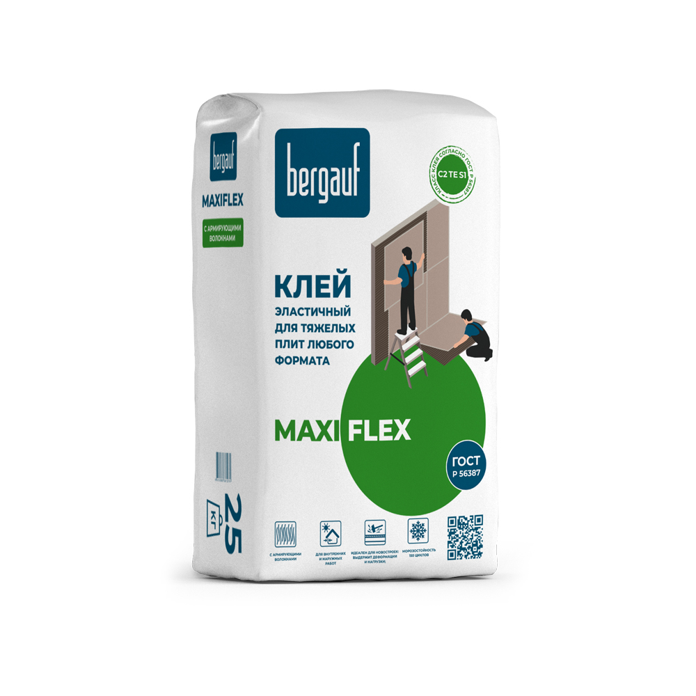 Клей Бергауф Maxiflex эластичный, класс C2 TE S1, 25кг/56 СРОКИ