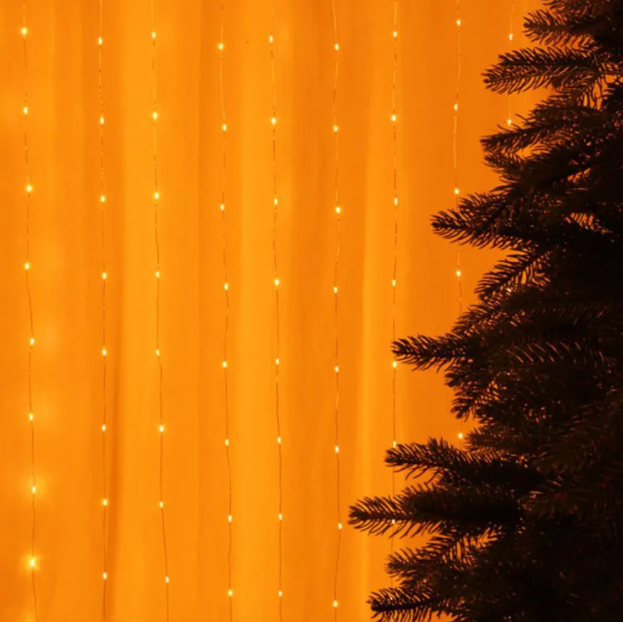 Гирлянда эл. занавес нить росы 3х3м, 300 LED, 10 нитей, шампань, пост.свеч.,220В АКЦИЯ