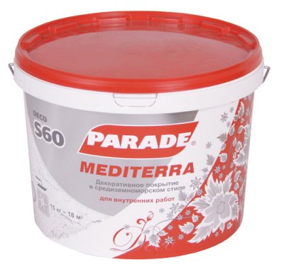 Штукатурка декоративная S60 Mediterra stile Белый 4кг PARADE  